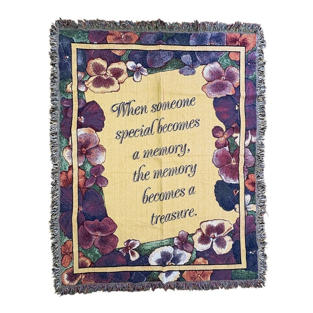 Grief Tapestry Throw Blanket Unisex OS Purple Excellent Memorial Pansy Floral